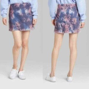 Wild Fable Womens A-Line Stretch Denim Tie Dye Mini Skirt Color Wash Size 00 NWT
